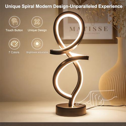 RGB Modern Small Table Lamp with LED Spiral Design