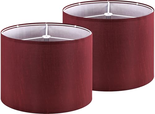 13" Burgundy Red Lamp Shades Faux Silk (2 Count)