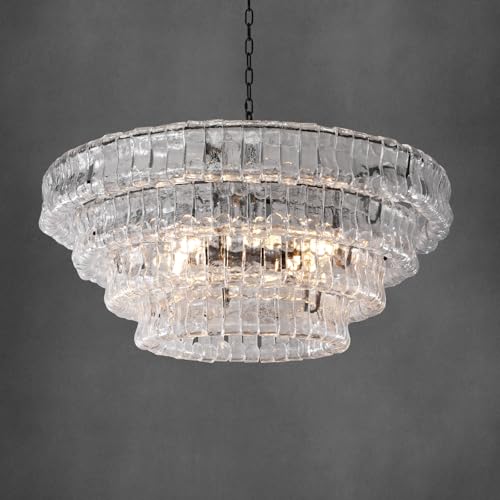 Clear Glass 36 inch Round Chandelier for Dining Room