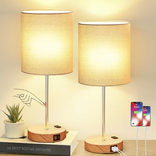 Set of 2 Touch Wood Table Lamps (2 Count)