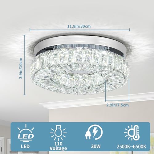 11.8” Crystal Ceiling Light Fixture