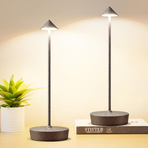 Cordless Rechargeable Led Table Lamp Battery Operated Light Charcoal Gray 2