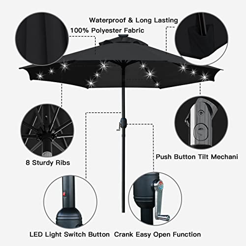 9' Solar LED Patio Umbrella