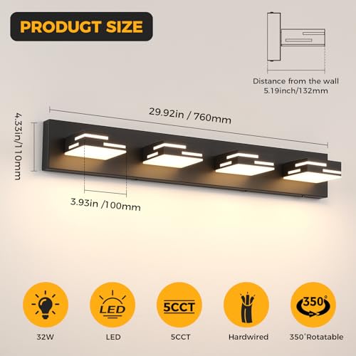 4 Light 5CCT Modern Bathroom Vanity Light Fixtures