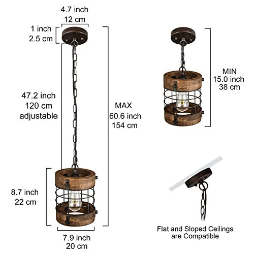 Retro Industrial Metal and Wood Chandelier 1