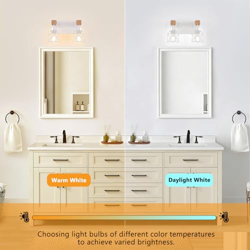 2 Light White Bathroom Light Fixtures
