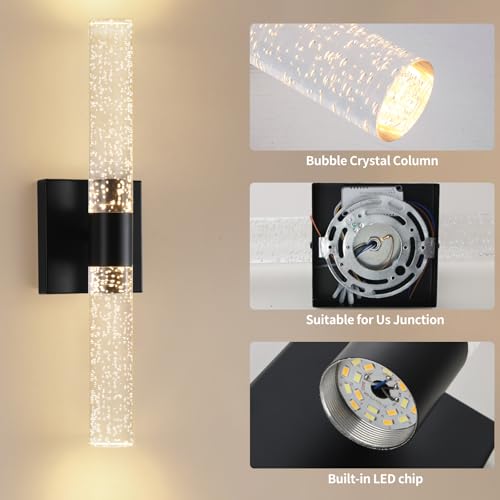 18 Inch Black Modern LED Wall Sconces Set of Two 3000K