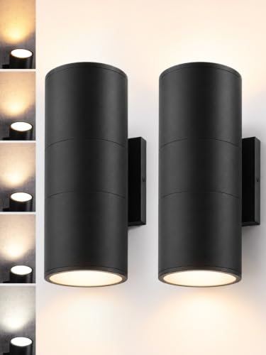 2 Pack 12 Inch 5CCT LED Cylinder Up Down Wall Light Outdoor (2 Count)
