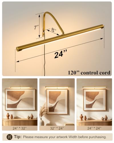Plug in Picture Light for Wall (Gold / 24 Inch)