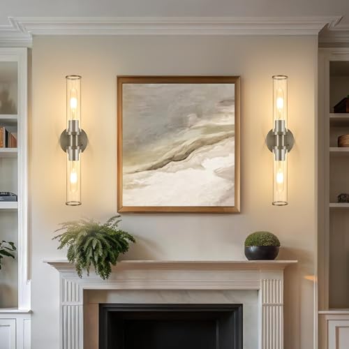 Nickel Wireless Battery Operated Wall Sconces with Remote Control