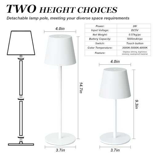 White Cordless Table Lamp Rechargeable