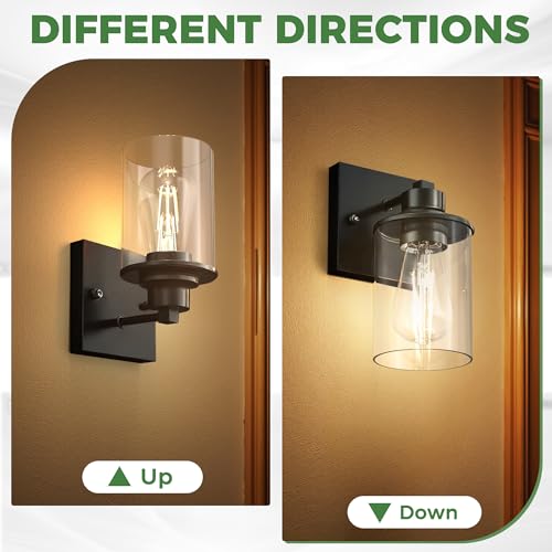 Black Wall Sconces Set of 2 Bathroom Vanity Light (2 Count)