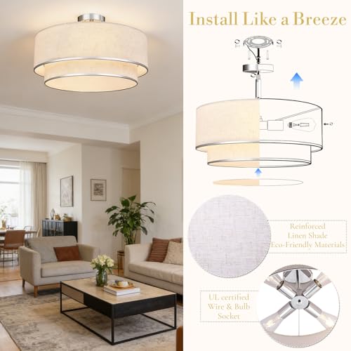 20 Inch Semi Flush Mount Ceiling Light