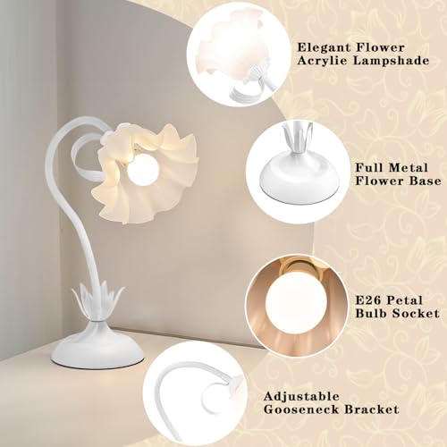 Flower Table Lamp Cute Desk Lamp for Bedroom Home Decor