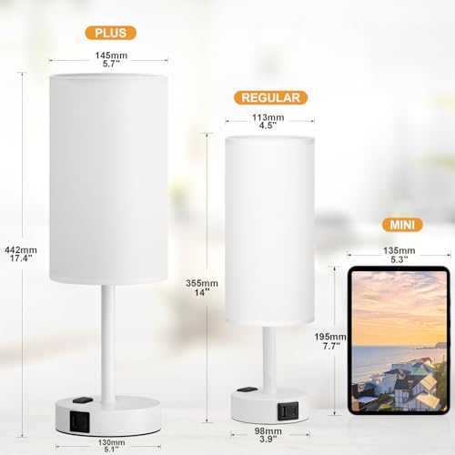 17.4" White Lamp for Bedroom
