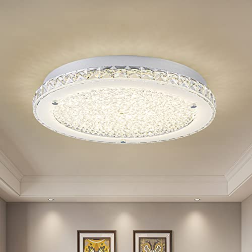 Crystal Flush Mount Ceiling Light LED Crystal Ceiling Light for Hallway 14"