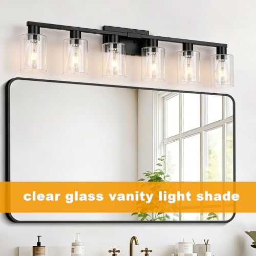 6 Light Bathroom Vanity Light Black
