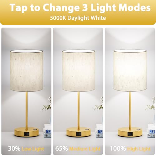 17.6" Gold Touch Lamps for Bedroom Set of 2 (2 Count)
