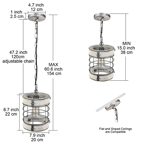 Retro Industrial Metal and Wood Chandelier 1