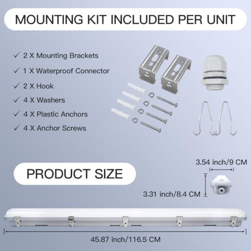 4FT LED Vapor Tight Light Fixture 60W (4 Count)