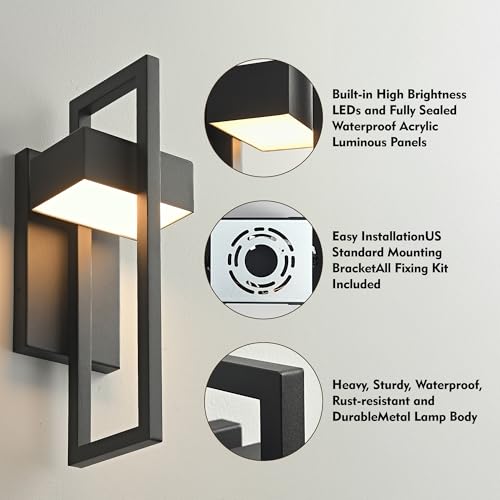 Modern Outdoor Wall Lights 3000K Integrated LED Outdoor Wall Sconces Lighting (2 Count)