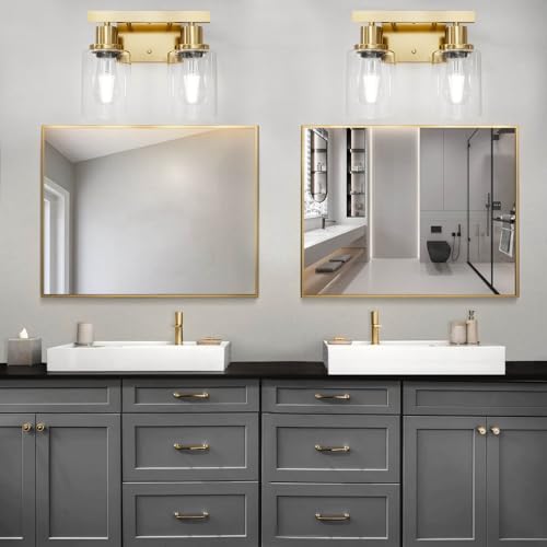 2 Light Brushed Gold Bathroom Vanity Light Bathroom Light Fixtures