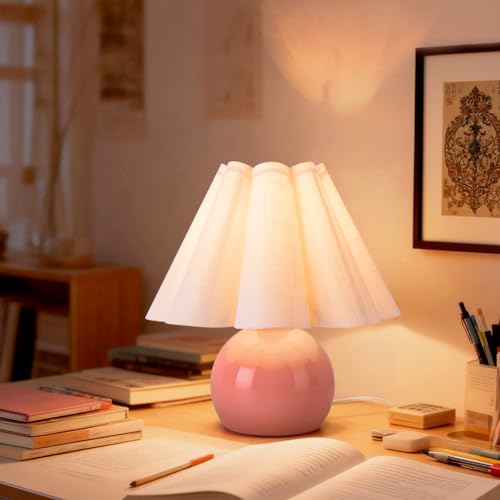 Pink Small Bedside Mini Table Lamp for Bedroom