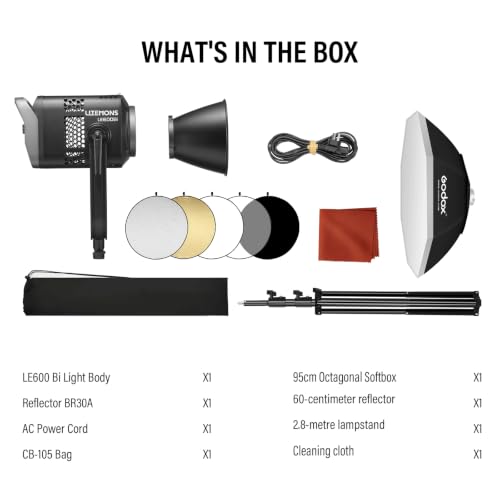 Litemons LE600Bi Kit Godox LE600BI Kit with Softbox Light Stand Black