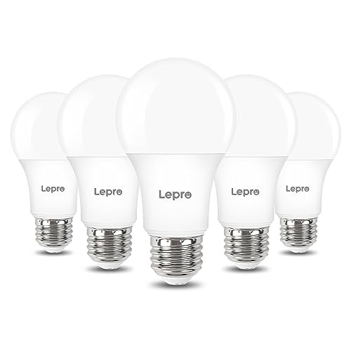 A19 E26 Dimmable LED Light Bulbs 9.5W 800 Lumens Soft White 5 Pack (5 Count)
