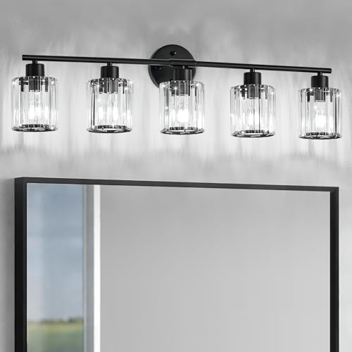 Modern Black Crystal Bathroom Light Fixtures