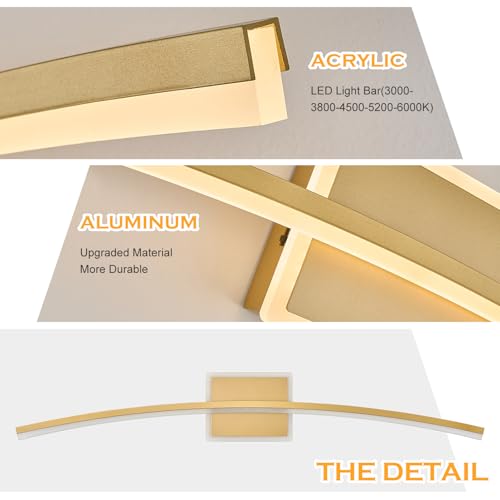 Modern LED Wall Sconce Gold LED Bathroom Light Fixtures Over Mirror Wall Lighting for Bathroom