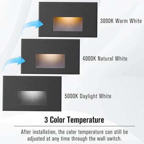 Step Lights Outdoor 12V Low Voltage 4W LED Stair Lights Indoor 3 Color Adjustable 3000K (3 Count)