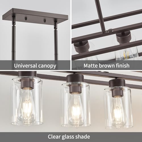 5 Light Oil Rubbed Bronze Dining Room Light Fixture Modern Farmhouse Chandelier Over Table Rectangle Kitchen Island Pendant Lighting Linear Chandelier Living Room Hanging Light Adjustable Height