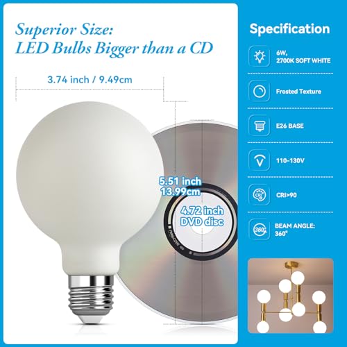 Frosted Globe LED Edison Bulb G30 (2 Count)