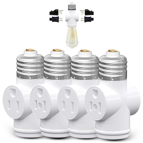 4 Pack Light Socket to Plug Adapter