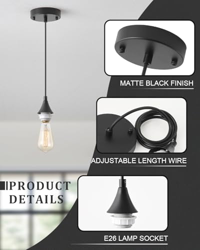 Vintage Black Pendant Light Kit (3 Count)