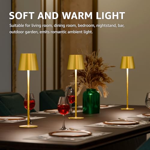 3 Pack Cordless Table Lamp Rechargeable 5000mAH Battery Operated Lights Touch Control LED Portable Desk Lamps 3 Color Dimming for Outdoor Coffee Bedroom Kitchen (3 Count)