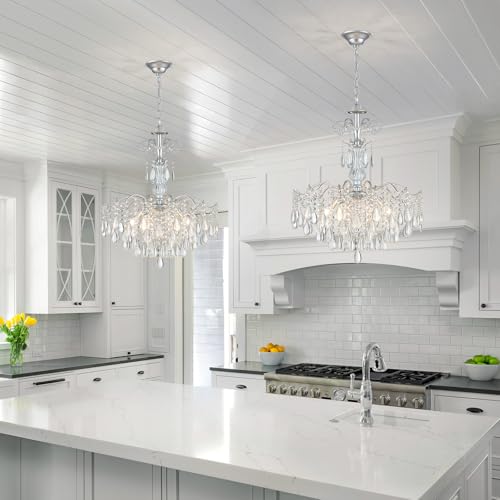 6 Light Crystal Chandelier Pendant Ceiling Light Modern Lighting Fixture for Bedroom Hallway Bar Kitchen Bathroom