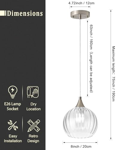 Brushed Nickel Pendant Lights Kitchen Island (2 Count)