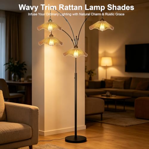 4 Pcs Wavy Rattan Lamp Shades (4 Count)