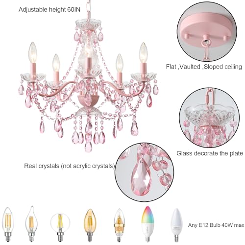 Modern Crystal Pink Chandelier