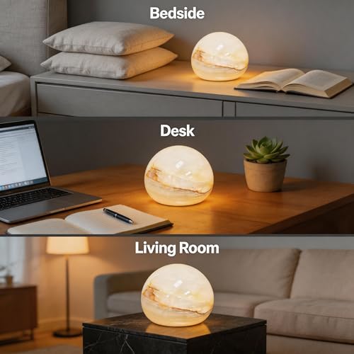 Natural Marble Lamp Cordless Touch Control Night Light 3