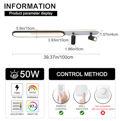 39inch Modern led Ceiling Light 50w Dimmable Linear Ceiling Light