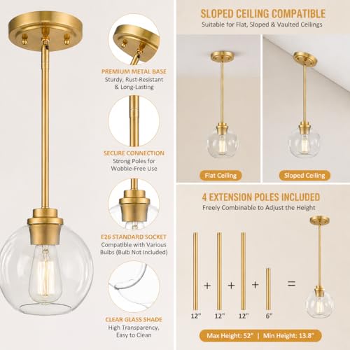 Gold Globe Pendant Light (2 Count)