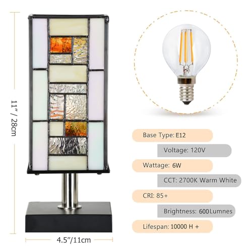 TL0013 Small Retangular Tiffany Lamp Stained Glass Uplight