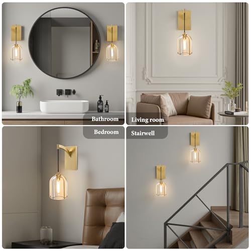 Crystal Brass Hemisphere Wall Sconce (2 Count)