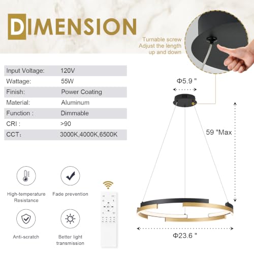 Modern Black and Gold Ring Chandeliers