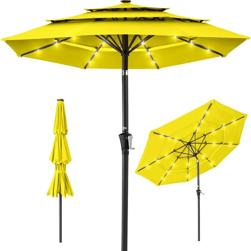 10ft 3 Tier Solar Patio Umbrella