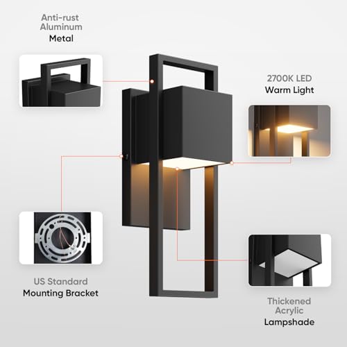 2 Pack Modern Outdoor Wall Lights (2 Count)