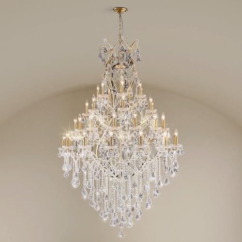 44 Lights Large Crystal Chandelier for High Ceilings